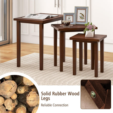 Dreamade Nesting Tables Set of 3, Farmhouse Stacking Side Tables with Rubber Legs