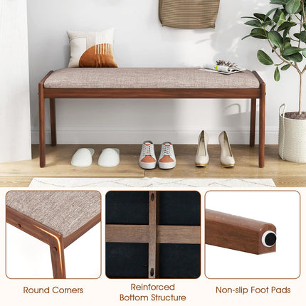 Dreamade 45" Upholstered Entryway Bench with Rubber Wood Legs and Fabric Padded Seat