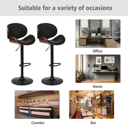 Dreamade Bar Stools Set of 2, Adjustable Swivel Barstools with Back