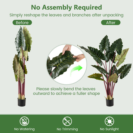 Dreamade 63" Tall Fake Pre-Potted Plant w/ 11 Faux Leaves & Bendable Stems