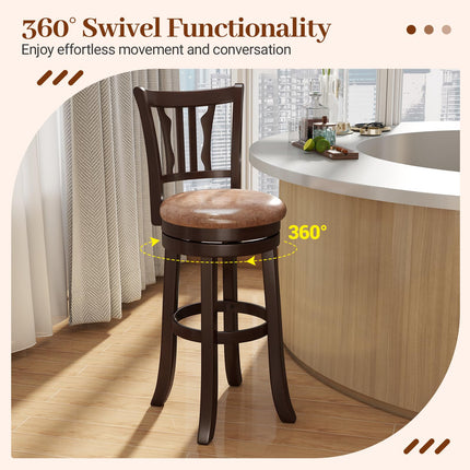 Dreamade 30" Upholstered Bar Height Swivel Bar Stools Set of 2/4 with Back and Solid Rubber Frame