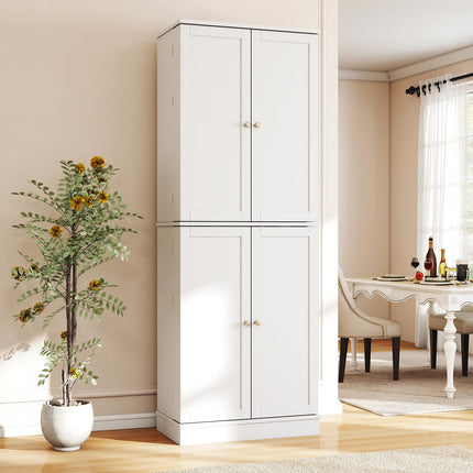 Dreamade Kitchen Pantry Cabinet 65.5" Tall Kitchen Hutch w/8-Tier Storage Cabinet 16-Tier Door Shelves