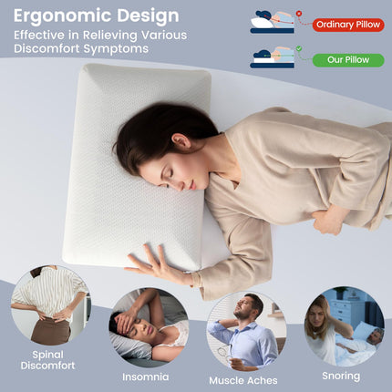 Dreamade Charcoal Memory Foam Pillow 2 Pack, 3D Cutting Ventilated Pillows with Washable Cover, Back & Side Sleeper Pillows