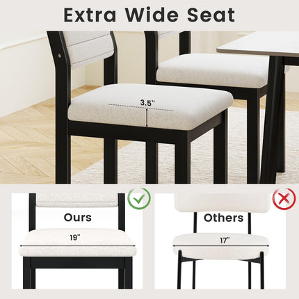 Dreamade Sherpa Kitchen Chairs with Wood Frame & Padded Seat