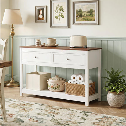 Dreamade 47" Farmhouse Console Table with 2 Drawers Storage