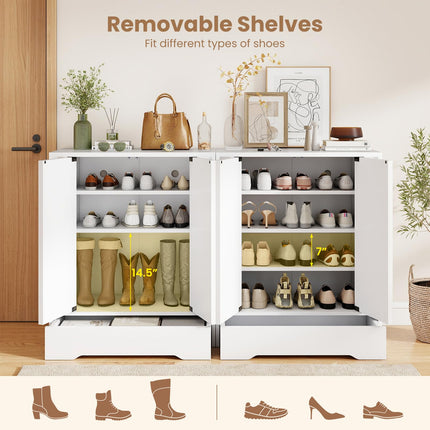 Dreamade Shoe Cabinet with Drawer 6-Tier Shoe Organizer Cabinet with Mirrored Doors