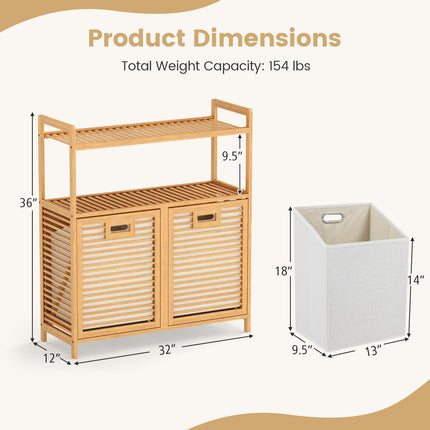 Dreamade Double Tilt Out Laundry Hamper w/2-Tier Storage Shelf