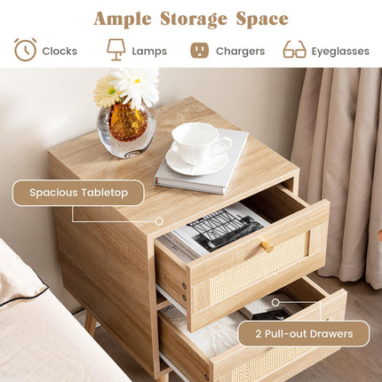 Dreamade Rattan Nightstand Set of 2