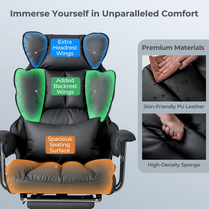 Dreamade Office Desk Chair, High Back Executive Office Chair with Foot Rest and Lumbar Support