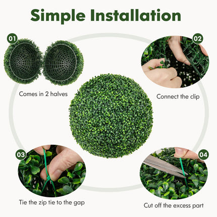 Dreamade 2 PCS 20 Inch Artificial Plant Topiary Ball, Round Faux Boxwood Balls Outdoor