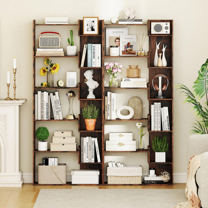 Dreamade 6-Tier Bookshelf Wooden Bookcase with Staggered Shelves