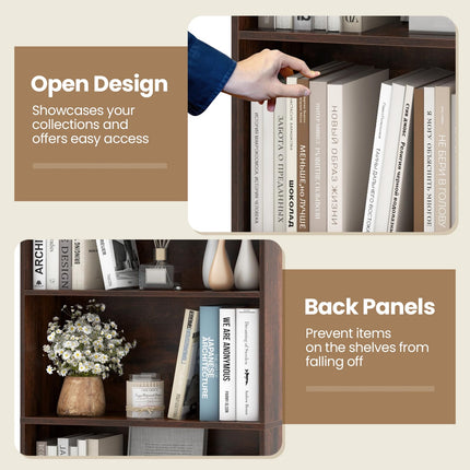 Dreamade 6-Tier Bookcase, 70" Tall Wooden Bookshelf, Freestanding Storage Organizer w/Open Shelves