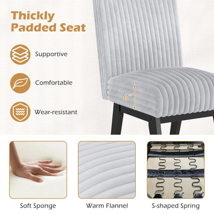 Dreamade Fabric Upholstered Channel Tufted Kitchen Chair w/ 6" Thick Padded Seat & Backrest