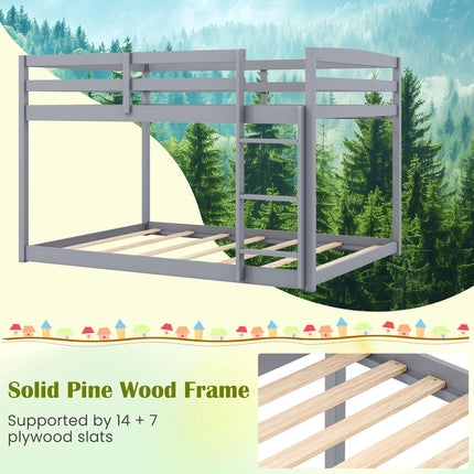 Dreamade Full Over Full Bunk Bed Solid Wood Kids Bunk Bed with Full-Length Guardrails