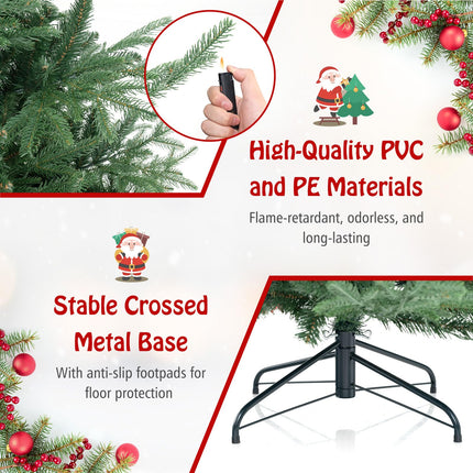 Dreamade 7ft Pre-lit Artificial Christmas Tree with 340 Warm White LED Lights, 1090 Branch Tips