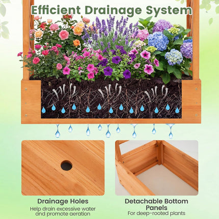 Dreamade Wooden Raised Garden Bed with Trellis & Hanging Roof