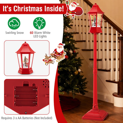 Dreamade 5.3 Ft Christmas Snowy Street Lamp | 2-in-1 Musical Lamp Post & Snow Globe Lantern