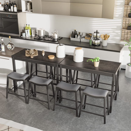 Dreamade Dining Table Set for 4, Kitchen Counter Height Table w/ 4 Stools (Black)
