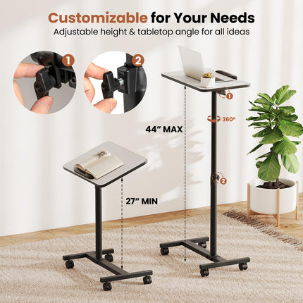 Dreamade Overbed Table with Wheels Medical Adjustable Bedside Table