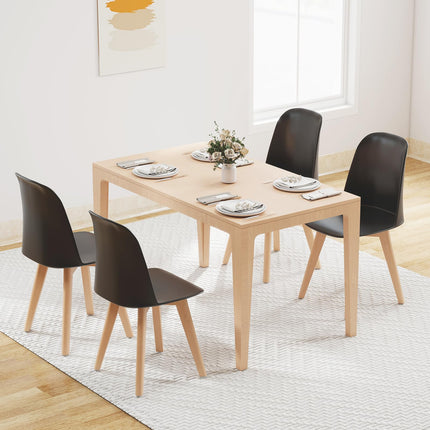 Dreamade Modern Dining Chairs Set of 2/4 Armless Kitchen Chair w/Solid Beech Wood Legs