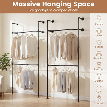 Dreamade Industrial Pipe Clothing Rack for Wardrobe Closet