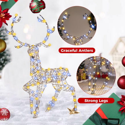 Dreamade 4.6 FT Pre-Lit Christmas Reindeer, 3D Buck Decoration with 300 Bright LED Lights