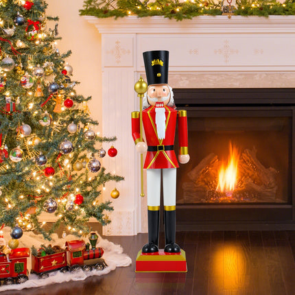 Dreamade 32.5 Inch Christmas Nutcracker with High Hat and Beautiful Scepter