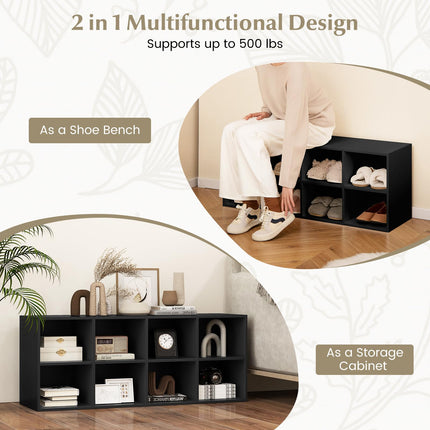 Dreamade Shoe Bench 8 Cubes, 40" Entryway Bench with Storage