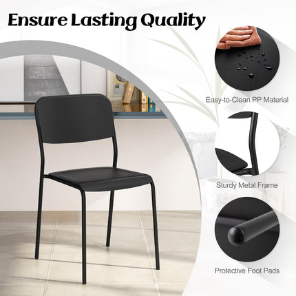 Dreamade Metal Dining Chairs Set of 4, Stackable Lightweight Kitchen Chairs w/Tilted Backrest & Sturdy Metal Legs