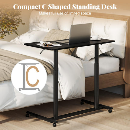 Dreamade Mobile Standing Desk Height Adjustable Computer Desk with Wheels & Aluminum Frame