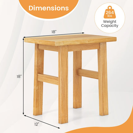 Dreamade Solid Teak Shower Bench Stool for Bathroom with Water-Resistant Finish 18''L x 12''W x 18''H