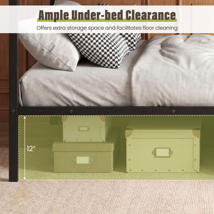 Dreamade Heavy-Duty Metal Bunk Bed Full Over Full with Ladder & Full Length Safety Guardrail