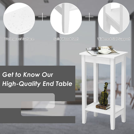 Dreamade 2-Tier End Table Tall Nightstand, Simple Design Sofa Bedside Table