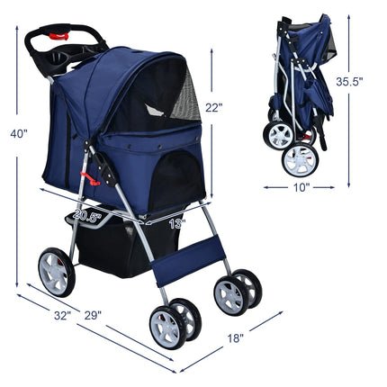 Pet Stroller for Small Medium Dogs Cats Puppy - Dreamade