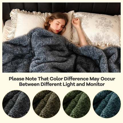 Dreamade 740GSM Soft Plush Fuzzy Luxury Faux Wolf Fur Blanket for Sofa