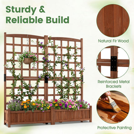 Dreamade Wooden Raised Garden Bed with Trellis
