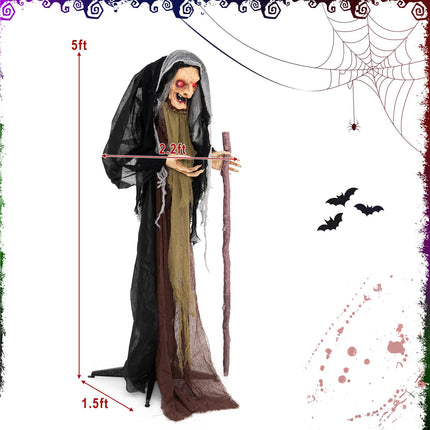 DREAMADE 5 FT Halloween Animatronic Witch Standing Witch