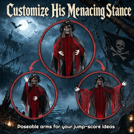 DREAMADE 9.4 ft Halloween Hanging Pirate Sound Activated Prop