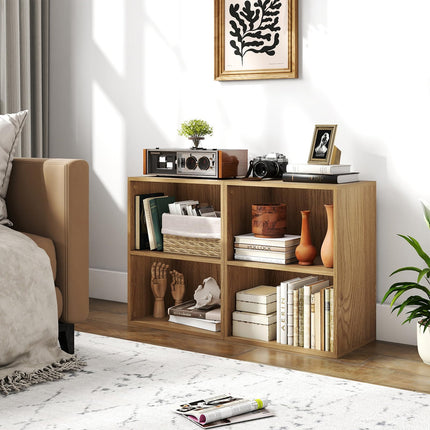 Dreamade 2-Cube Bookshelf | 2-Layer Storage Shelf Bookcase w/Large-Capacity Open Storage Space