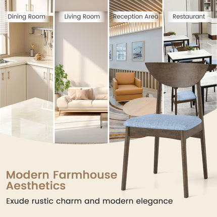 Dreamade Wooden Dining Chairs Set of 2/4 Linen Fabric Upholstered Kitchen Chairs