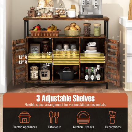 Dreamade Buffet Cabinet, Kitchen Sideboard with 2 Storage Cupboards, Open Shelves, 2 Cubes, Anti-Tipping Kits