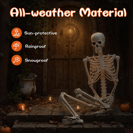 DREAMADE 5.4 FT Life-Size Halloween Skeleton | 7 Movable Joints for Custom Poses