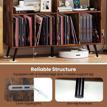 Dreamade Large Record Player Stand with Charging Station