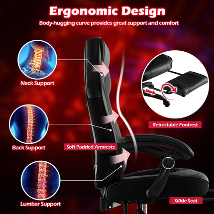 Dreamade Gaming Chair with Footrest for Adults