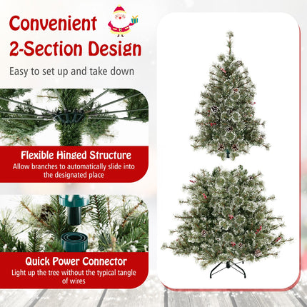 Dreamade 6ft / 7.5ft / 9ft Pre-Lit Artificial Christmas Tree with 360° Quick Power Connector