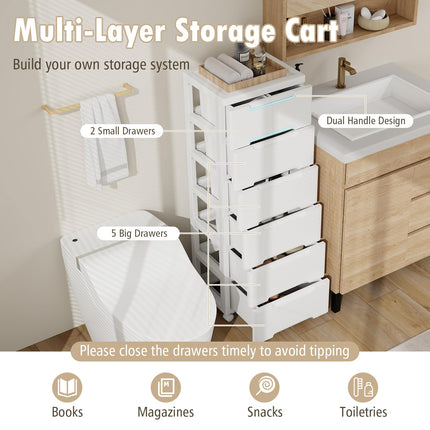 Dreamade Plastic Rolling Storage Drawer Cart on Wheels