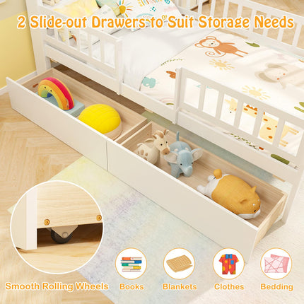 Dreamade Twin House Bed with 2 Storage Drawers