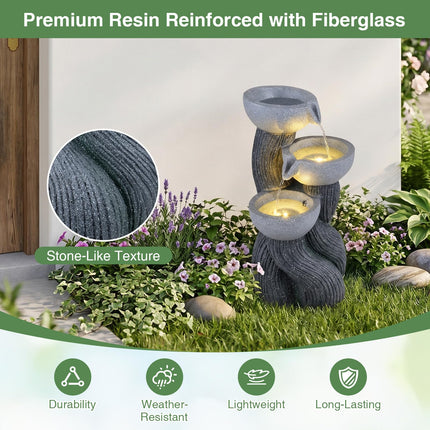 Dreamade 3-Tier Outdoor Water Fountain with Lights