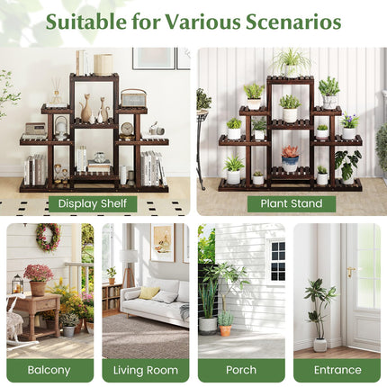 Dreamade Plant Stand Indoor & Outdoor 6 Tier Wood Flower Pot Stand for Multiple Plants