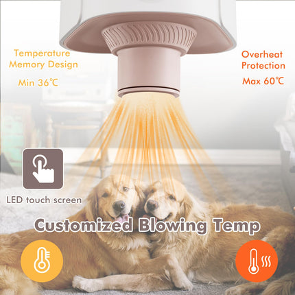 Dreamade Dog Dryer, Dog Hair Dryer with Adjustable Air Speed and Temperature Control, 4 Nozzles, Negative Ion Function